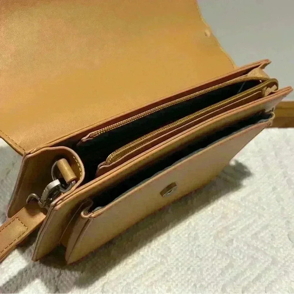 Pixie Mood Faux Light Brown Leather Crossbody Purse - Picture 4 of 6